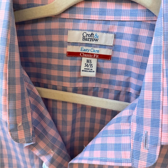 Croft & Barrow Men's Blue and Pink Checkered Shirt - Picture 3 of 5